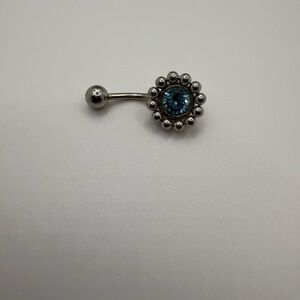 Silver and Blue Belly Button Ring
